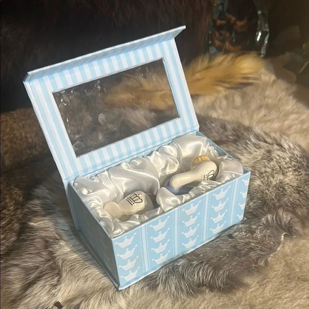 Prince Mud Blue and White Baby Keepsake Boxes (624B) NEW